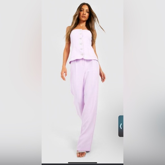 Boohoo Lilac Bandeau Top and Trousers - Picture 1 of 6